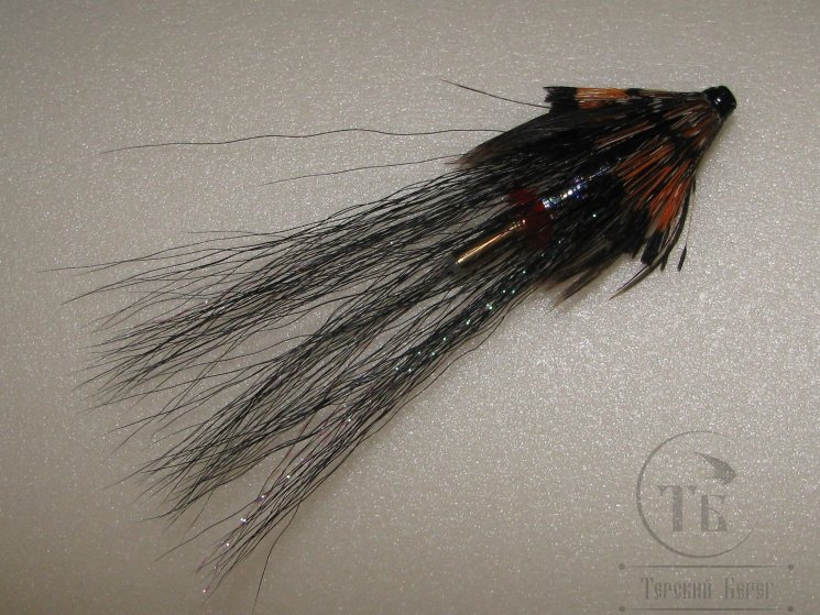  Лососёвая муха Shrimp Англ. крыло ( 5 ) медь 1 дюйм Black 