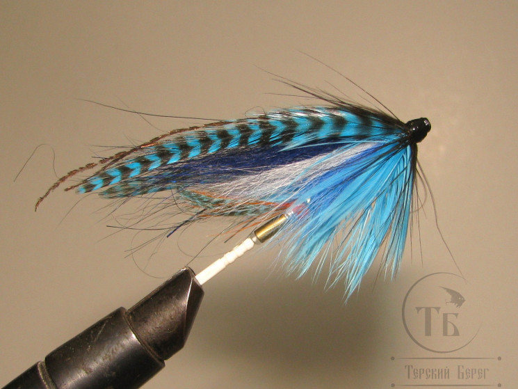 Муха лососёвая скандинавское крыло Robin Hood ( 74 ) Blue Herring  ( медь трубка 1,0 дюйм )