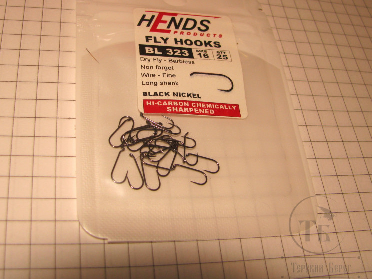 Крючок безбородый  Hends BL 323 Dry-Nymph №16 ( 25 шт )