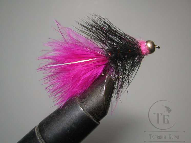Муха Woolly Bugger  Black / Hot Pink Wet № 8