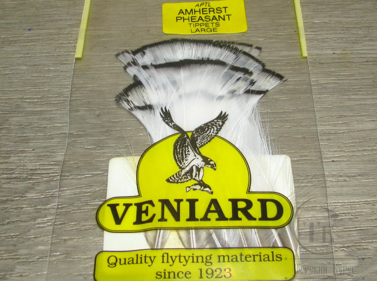 Шейные перья алмазного фазана Amherst Pheasant Tippet Feathers LG Natural Veniard