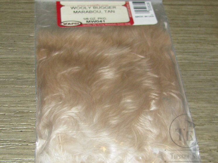Мягкие пуховые перья Marabou Woоly Bugger 1/8 OZ Tan Wapsi