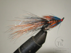 Mуха лососевая на двойнике SM ( 20 ) Williegunn Tail Black FR крючок Partridge LW Black № 10