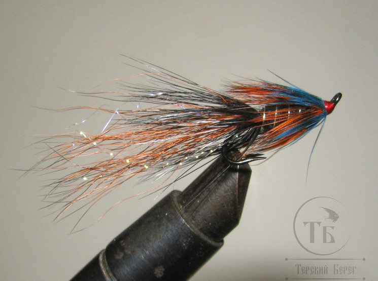 Mуха лососевая на двойнике SM ( 20 ) Williegunn Tail Black FR крючок Partridge LW Black № 10