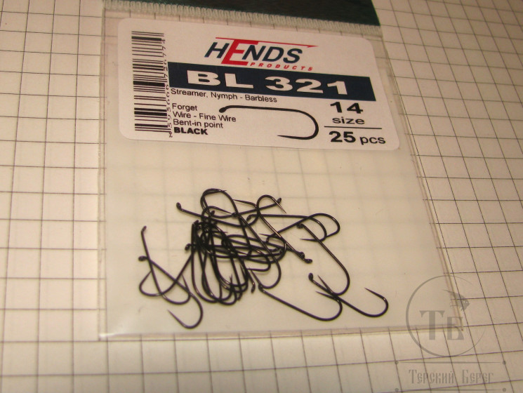 Крючок безбородый  Hends BL 321 Dry-Nymph №14 ( 25 шт )