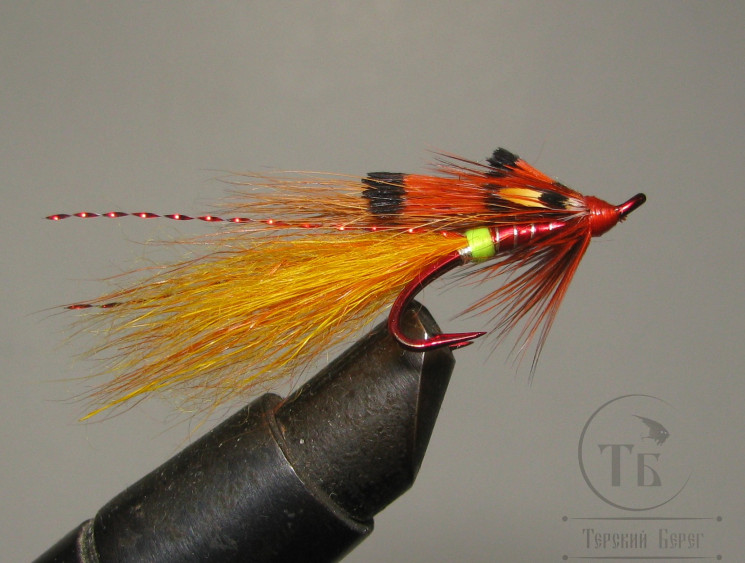 Лососёвая муха Shrimp ( 14 ) Orange Classic Green Butt Partridge Patriot Red № 10