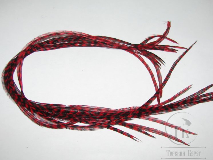 перо Dry Fly (для сухих мух) 10 шт гризли красный , крючки № 14