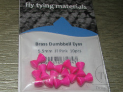 Глазки гантельки латунные Fl. Pink 5,5 mm (уп 10 шт)