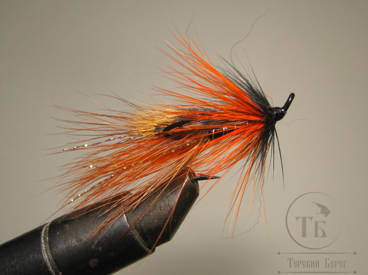 Лососёвая муха Тройник ( 2 ) Kitza Brown Shrimp Partridge X2 Black № 8