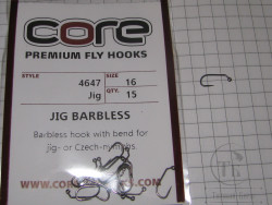 Крючок джиговый безбородый Jig Barbless # 16 (15 шт.) Premium Fly Hook Core