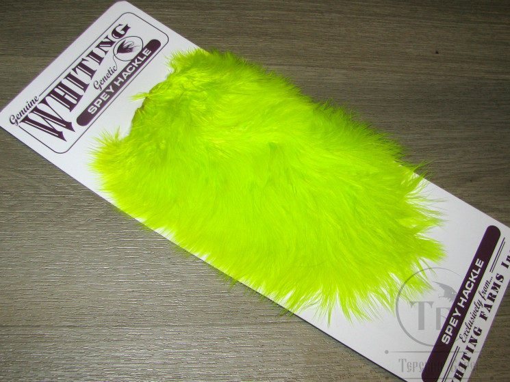 Седло курицы СПЕЙ (имитация цапли) Spey Hackle Hen Saddle Fl. Yellow Chartreuse