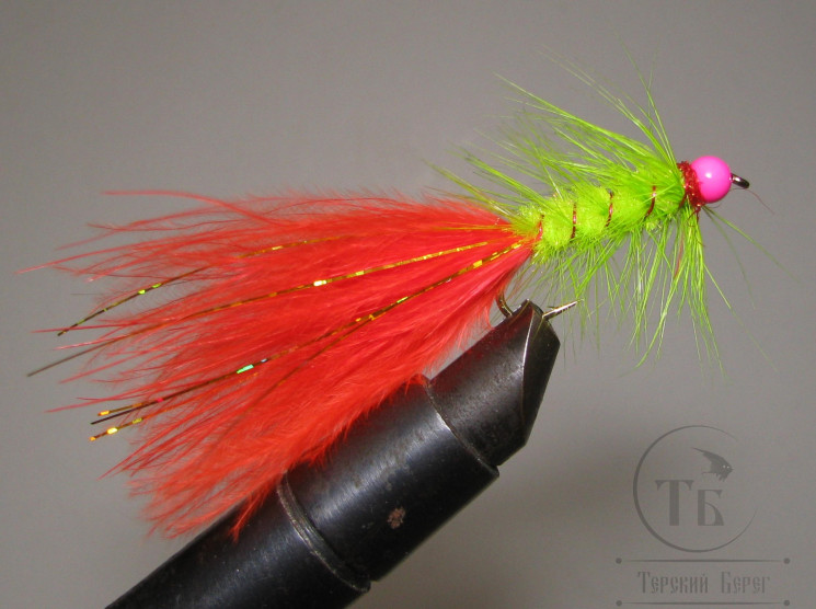 Муха Woolly Bugger Fluor ( Fl. Fire Orange / Fl. Chart / Fl. Hot Pink ) № 6