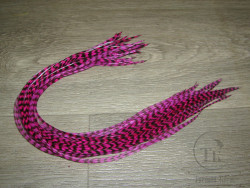 Перо из седла петуха отборное ( 1 шт ) Гризли  огненно розовый / Grizzly Hot Pink