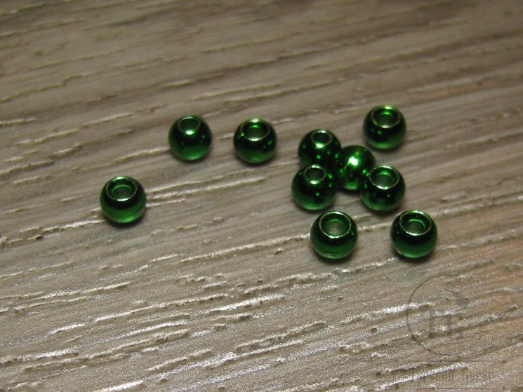 Вольфрамовый шарик с круглым отверстием D 3,8 Metallic Green (10 шт)