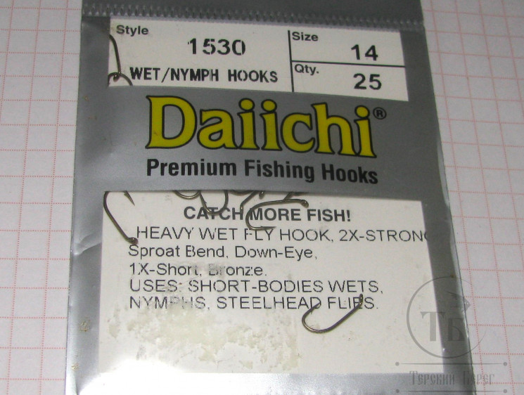 Крючки Daiichi Heavy Wet Nymph 1530 № 14 ( 10 шт )