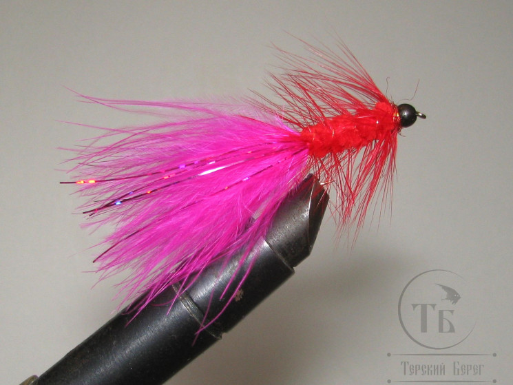 Муха Woolly Bugger Fl Orange Fl. Hot Pink / Флюр оранжево - розовый № 8