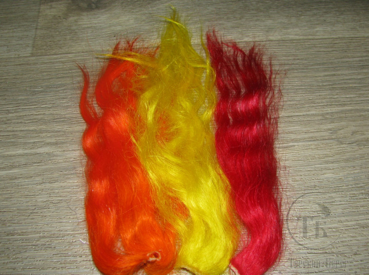 Мех козы серебрянки микс трех цветов Orange / Red / Yellow