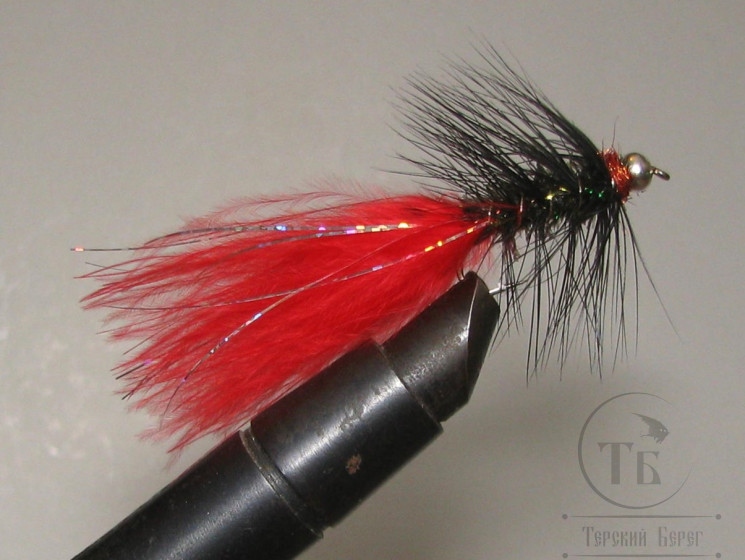 Муха Woolly Bugger Black Red / Черно - красная № 8