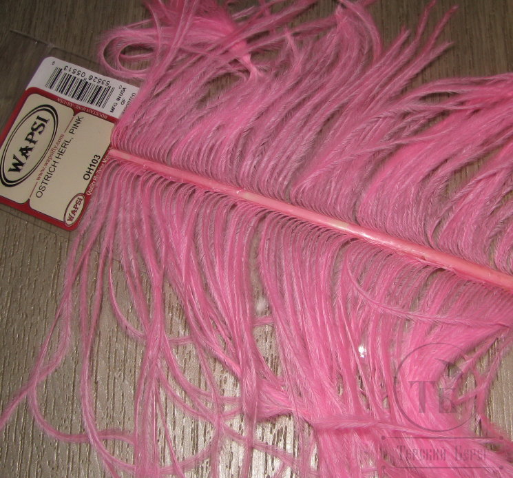 Часть крупного пера страуса Ostridge Herl Pink Wapsi