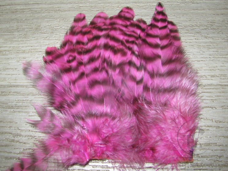 Перо петуха на коже лопаточное гризли фл розовый Scapulars feathers Grizzly Fl. Pink