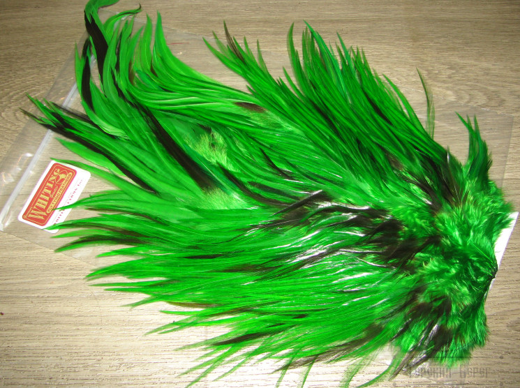 Седло петуха с широким пером Whiting Rooster Saddle 4BS Highlander Green