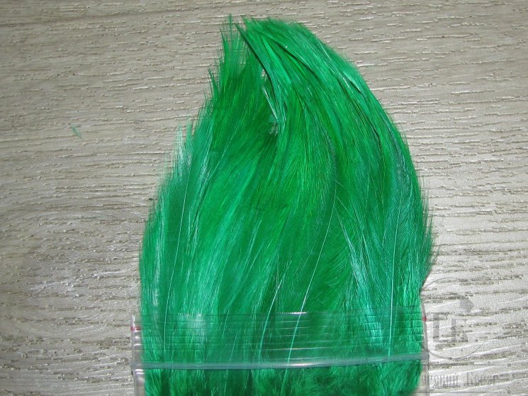 Перо скальпа петуха Зеленое (пнл) \ Strong neck hackle Green Терский Берег