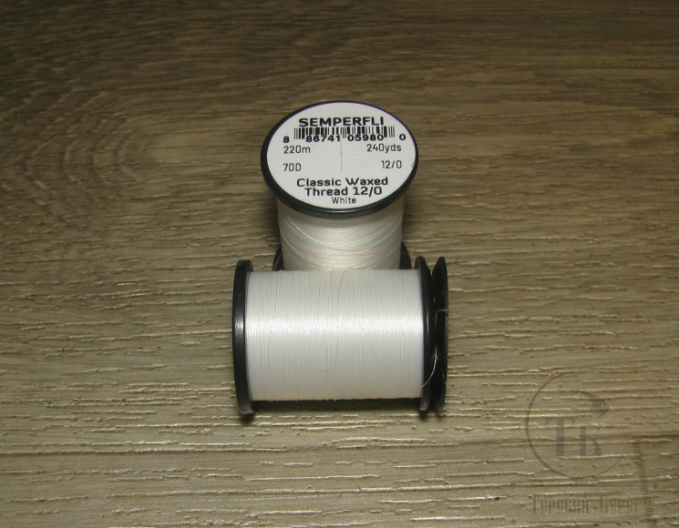 Монтажные нитки Classic Waxed 70D 220 m. 12/0 White Semperfli 