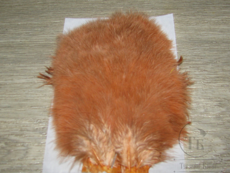 Перо курицы пушистое мягкое, фактуры "марабу" Chiсkabou Brahma Hen Whiting Rusty Brown