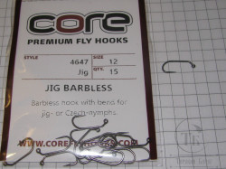 Крючок джиговый безбородый Jig Barbless # 12 (15 шт.) Premium Fly Hook Core
