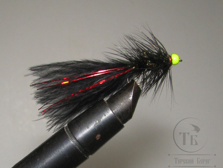 Муха Woolly Bugger Black Fl. Chart. Head / Чёрный № 10