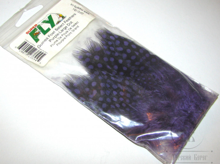 Перья цесарки крупные Guinea Fowl Select Lg. Dot Purple Super Fly