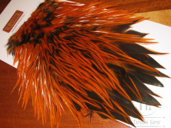 Седло петуха с широким пером Whiting Brahma Rooster Saddle Badger Burnt Orange