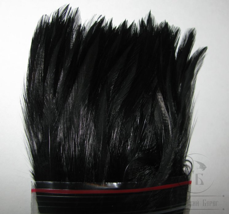 Перо скальпа петуха Чёрное (пнл) \ Strong neck hackle Black Терский Берег