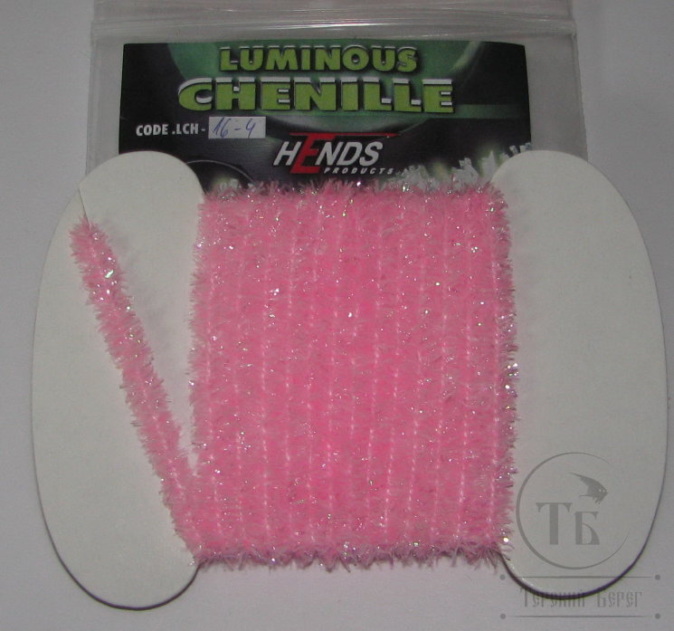 Светонакопительная синель Luminous Chenille 4 mm. 1,5 m Fl. Pink Hends LCH 16-4