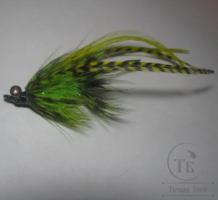 Муха интрудер ( 12 ) Barred grizzly chartreuse