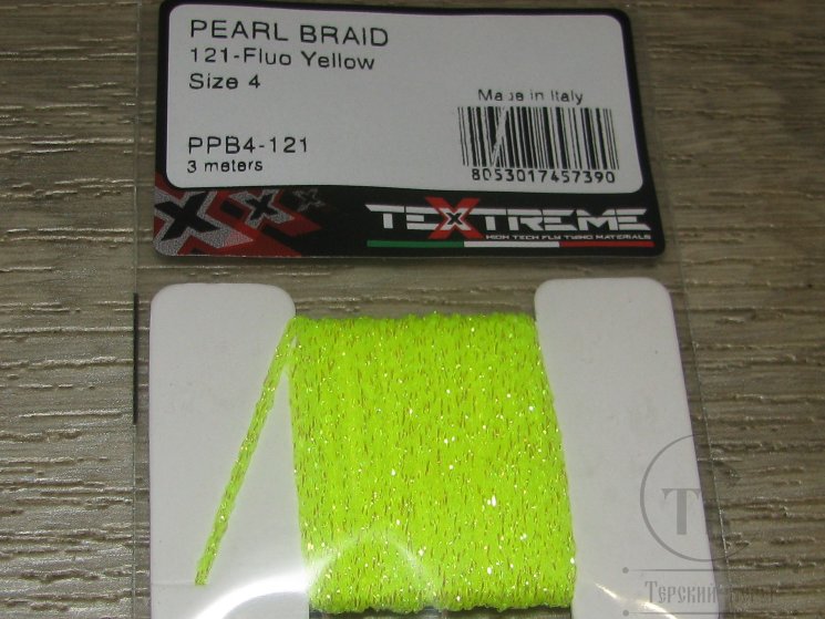 Материал для намотки тел и сегментов Pearl Braid Fl. Yellow PPB4 121 Size 4 Textreme 3 м