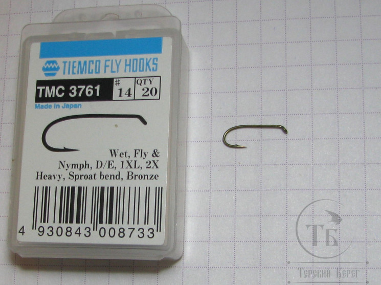 Крючки ТIEMCO Fly Hook TMC 3761 № 14 Bronze ( 10 штук )
