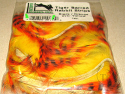 Зонкер кролика Tiger Barred Rabbit Strips Black / Orange Over Yellow Hareline