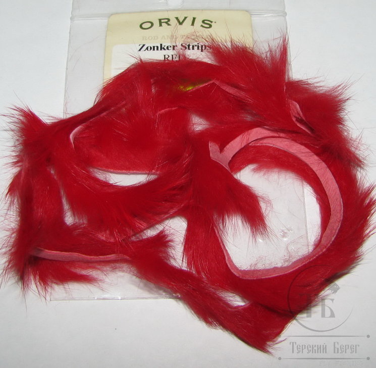 Зонкер кроличий 3-4 мм. (узкий) zonker strips red Wapsi / Nat.Spirit / Orvis