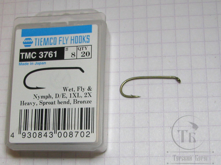 Крючки ТIEMCO Fly Hook TMC 3761 № 8 Bronze ( 10 штук )