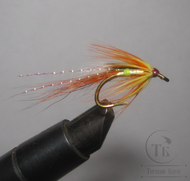 Муха лососёвая на двойнике SM ( 14 ) Orange Cascade ( Mustad №8 )