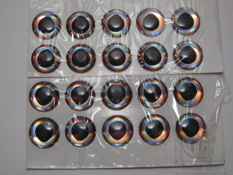 Глазки объемные D 8,0 PO Gold ( 20 шт ) 