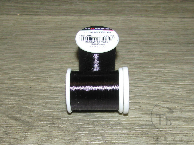 Монтажная нить 200 m 100 Den Black Flymaster 6/0 Textreme / Denvilles