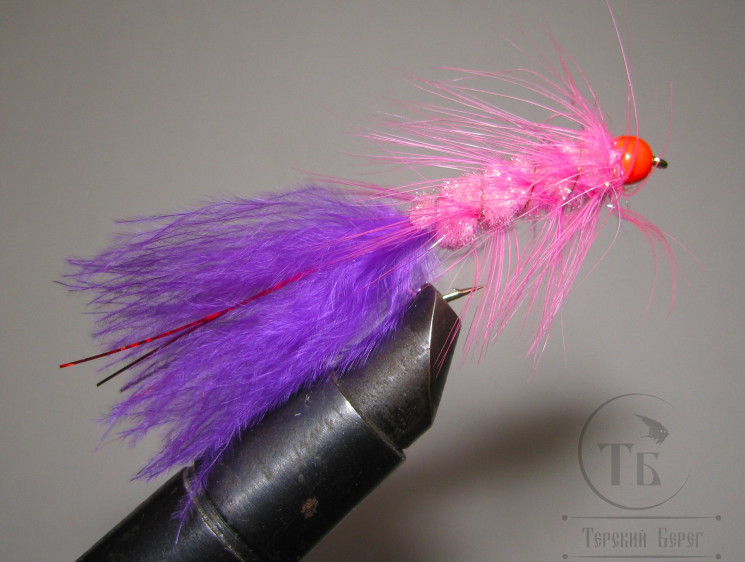 Муха Woolly Bugger Fl. Orange Head Fl. Pink \ Purple № 6