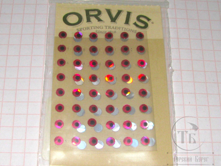 Глазки самоклеящиеся Flat Prism Decal Eyes Red 1/8 ( 48 шт ) Orvis