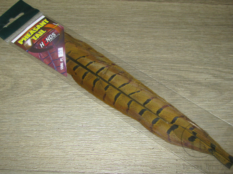 Хвостовое перо фазана Pheasant Tail Yellow Olive PT 39 Hends
