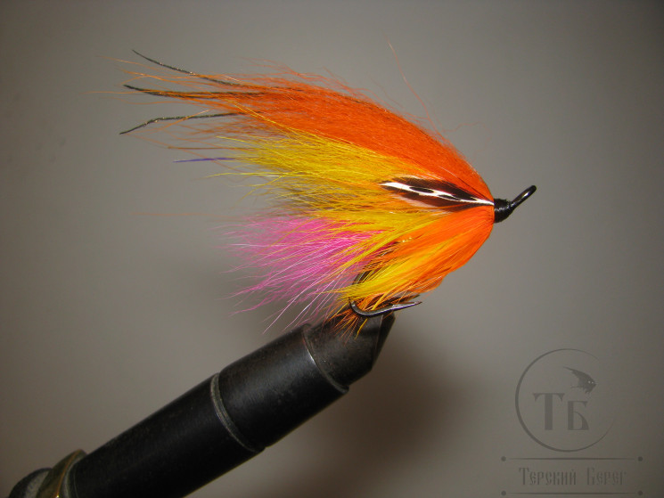 Муха лососёвая на двойнике ( 17 ) Scandinavia JC TD Orange Malvina крючок Partridge Patriot Black № 4
