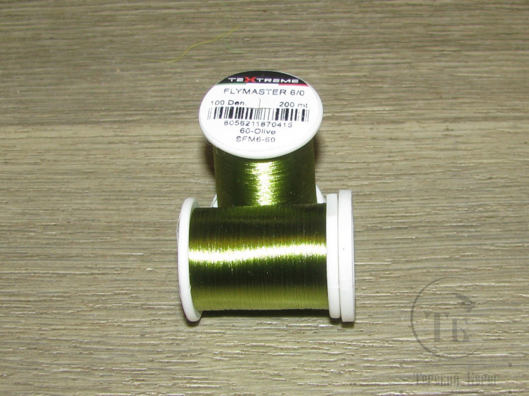 Монтажная нить 200 m 100 Den Olive Flymaster 6/0 Textreme / Denvilles