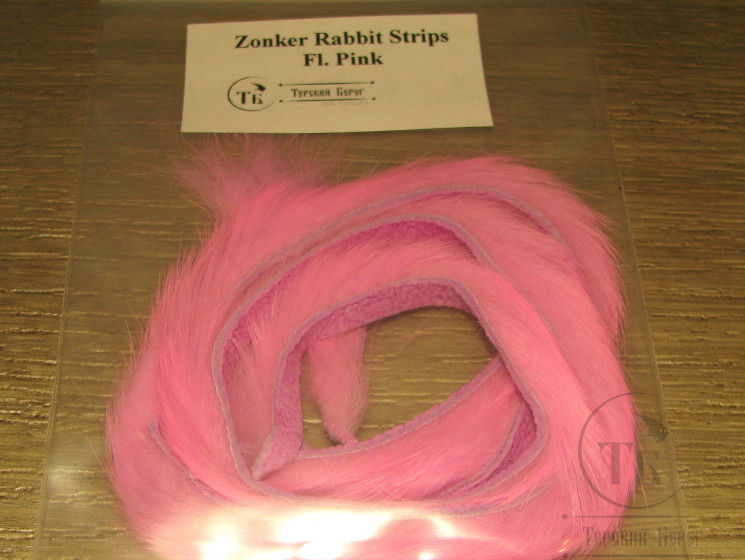 Зонкер кроличий 3-4 мм. ( узкий ) Zonker Strips Fl. Pink 