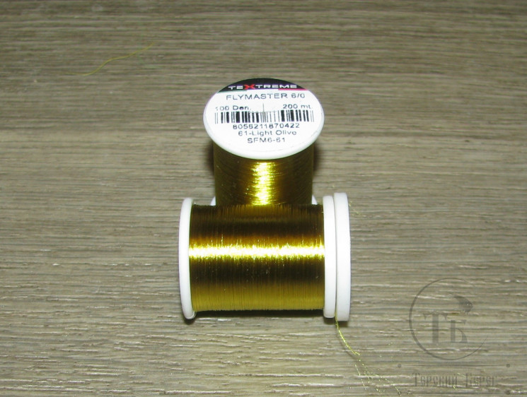 Монтажная нить 200 m 100 Den Lt. Olive Flymaster 6/0 Textreme / Denvilles